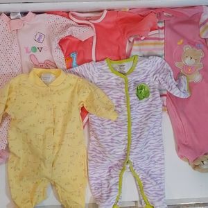 Bundle of footed onesies 0-3 months